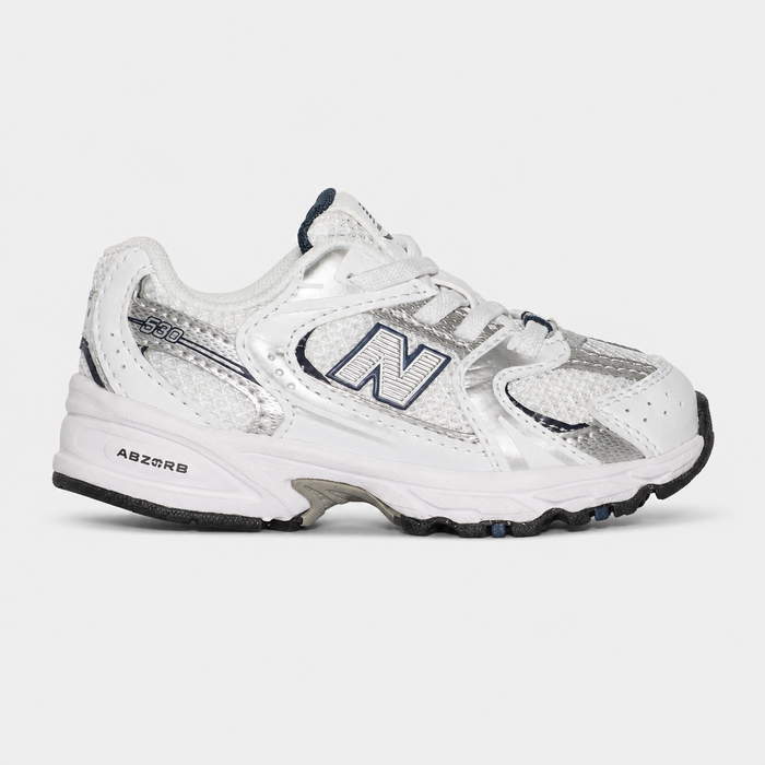 Оригінальні дитячі кросівки New Balance 530 Bungee Lace NB White / Natural Indigo / Silver Metallic, IZ530SB1, розмір: 27,5 (16 см) IZ530SB1-EU27 фото