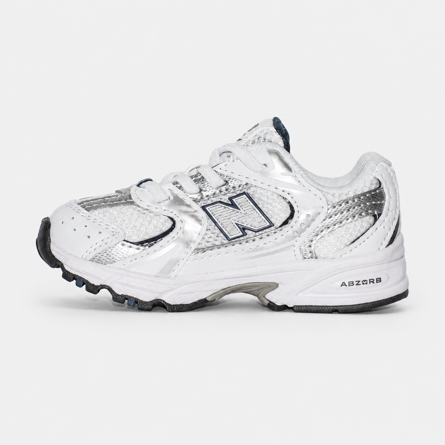 Оригінальні дитячі кросівки New Balance 530 Bungee Lace NB White / Natural Indigo / Silver Metallic, IZ530SB1, розмір: 25,5 (15 см) IZ530SB1-EU25 фото
